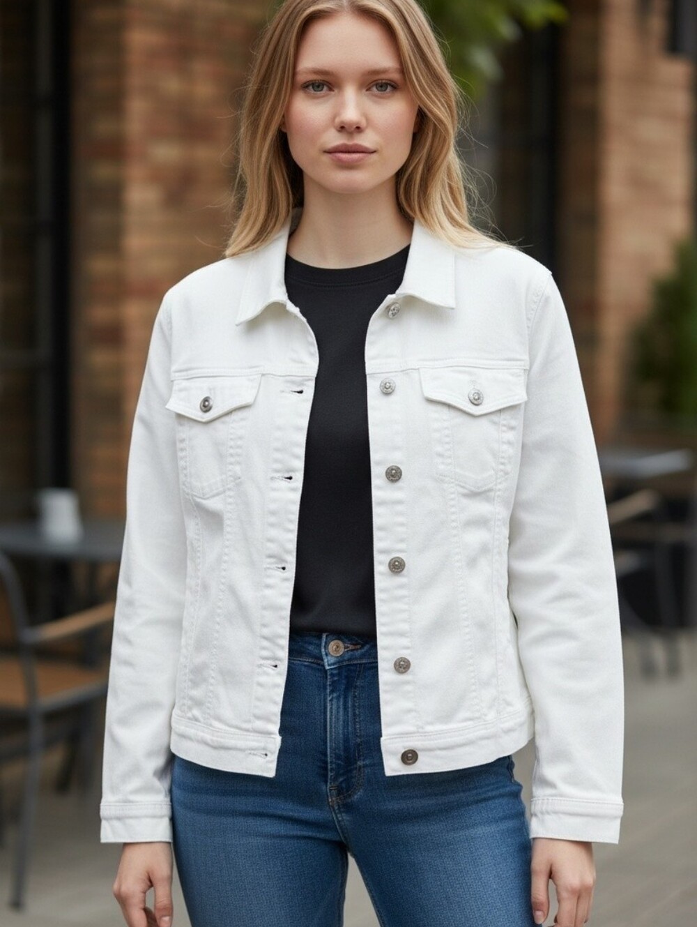 Jessica London Cream White Denim Jacket